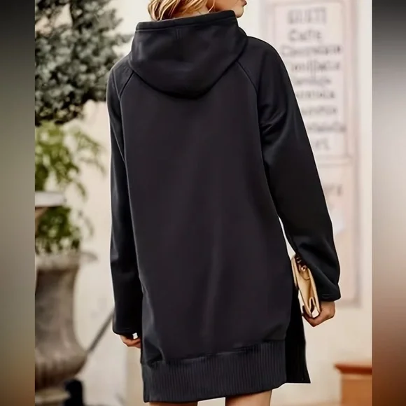 New Extra Long Sporty Dress Hooded Sweatshirt - Picture 1 of 2